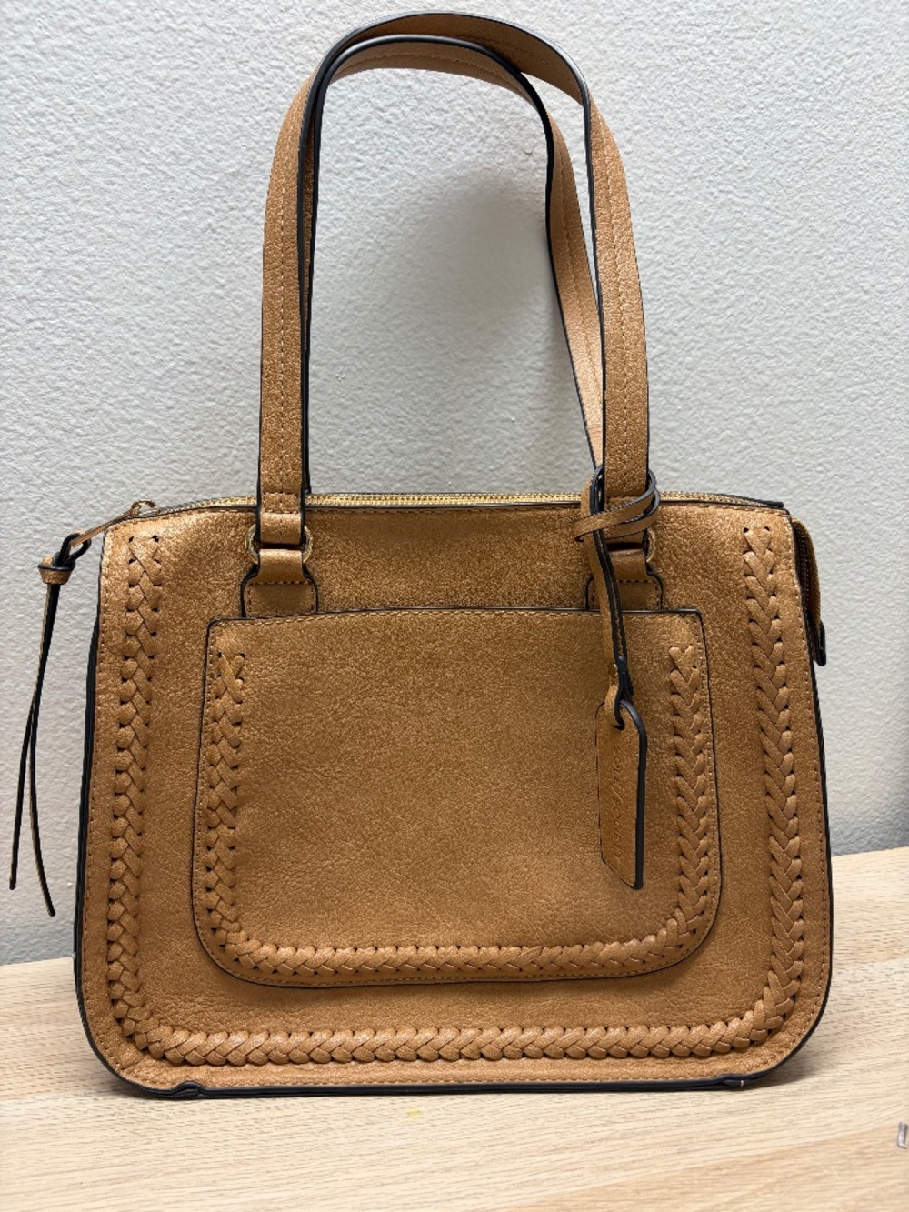 Sole Society Tan Braided Satchel Bag